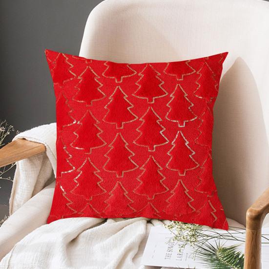 Throw Pillowcase Sequin Christmas Tree Pattern Hidden Zipper Closure Pillow Cover Bedroom