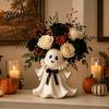 Ghost Figurine for Fireplace Halloween Resin with Wicker Basket Cute Tabletop Unique Gift Ideas Decor Holiday Ornament Organizer Entryway