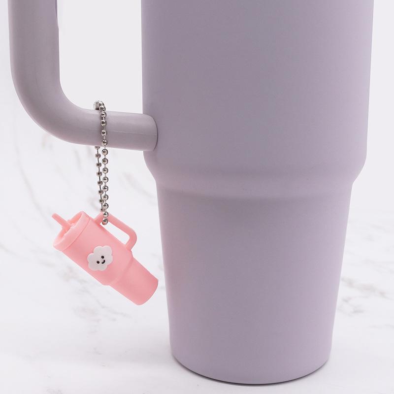 Popular Soft Rubber Stanley Cup Pendant Keychain - Creative Milk Tea Cup Keyring Available