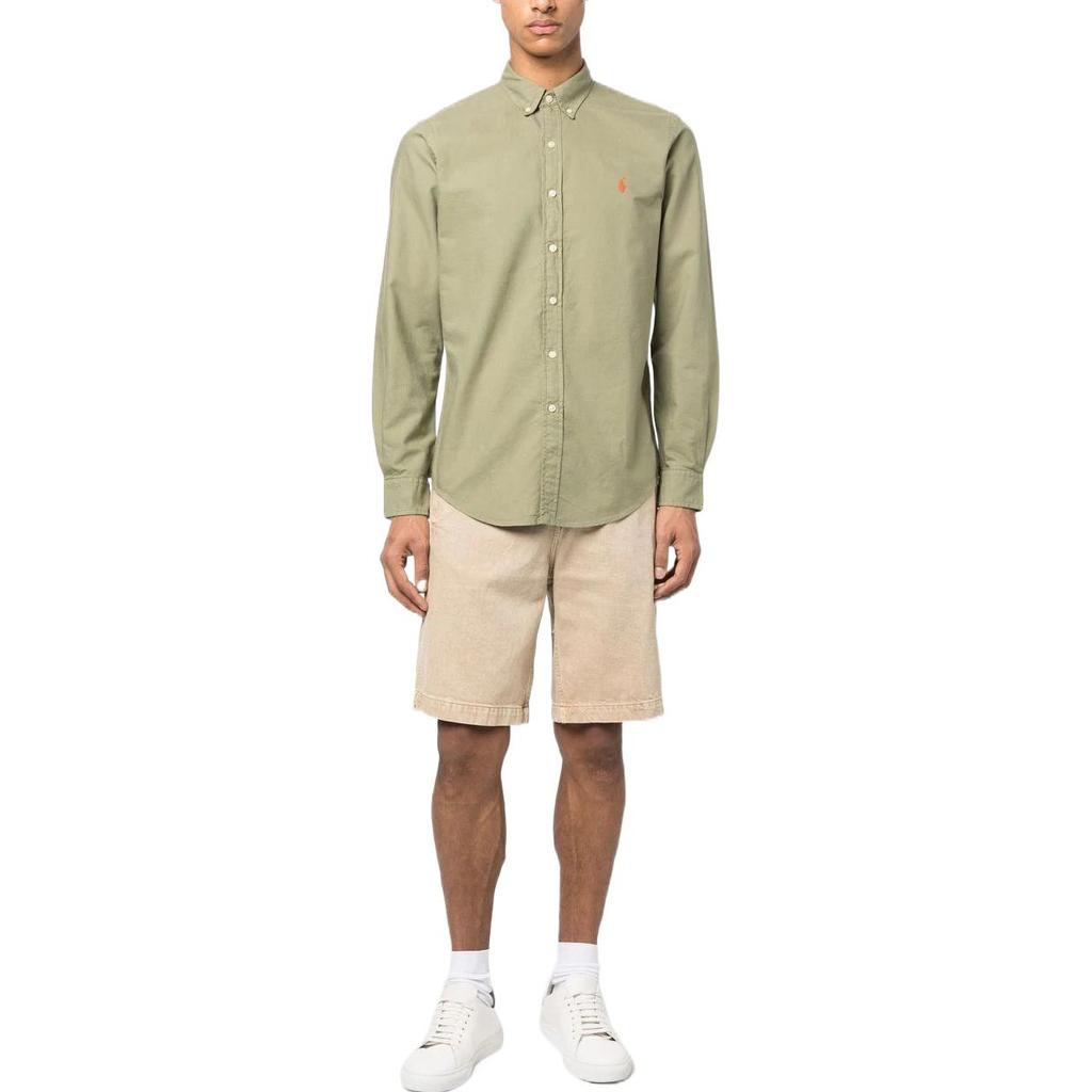 Polo Ralph Lauren Ss23 Solid Logo Label Polo Shirt Men Shirts Sage-Green 710804257-032