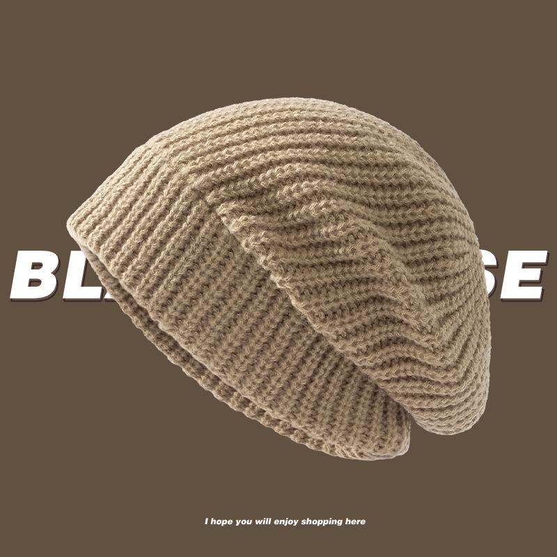 Women's Woolen Beanie: Warm, Knitted, and Versatile for Autumn/Winter - Perfect for Large Head Circumference and a Flattering Small Face Look.