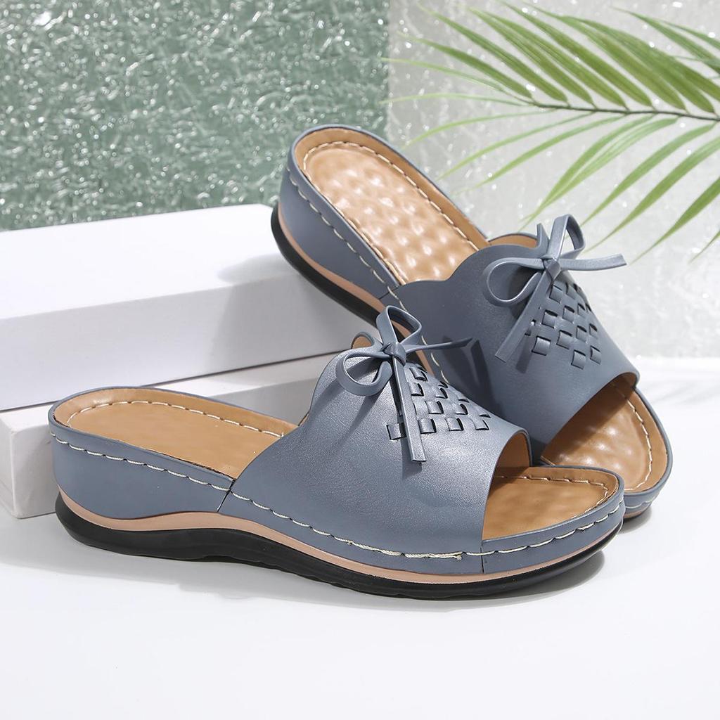 Fish Mouth Open Toe Flip-flops Women's Non-slip Wedge Comfortable Plus Size Slippers