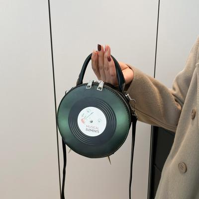 Borsa a Mano Design in Miniatura - Borsa a Tracolla a Forma di Disco in Vinile - Piccola Borsa Rotonda da Pendolarismo
