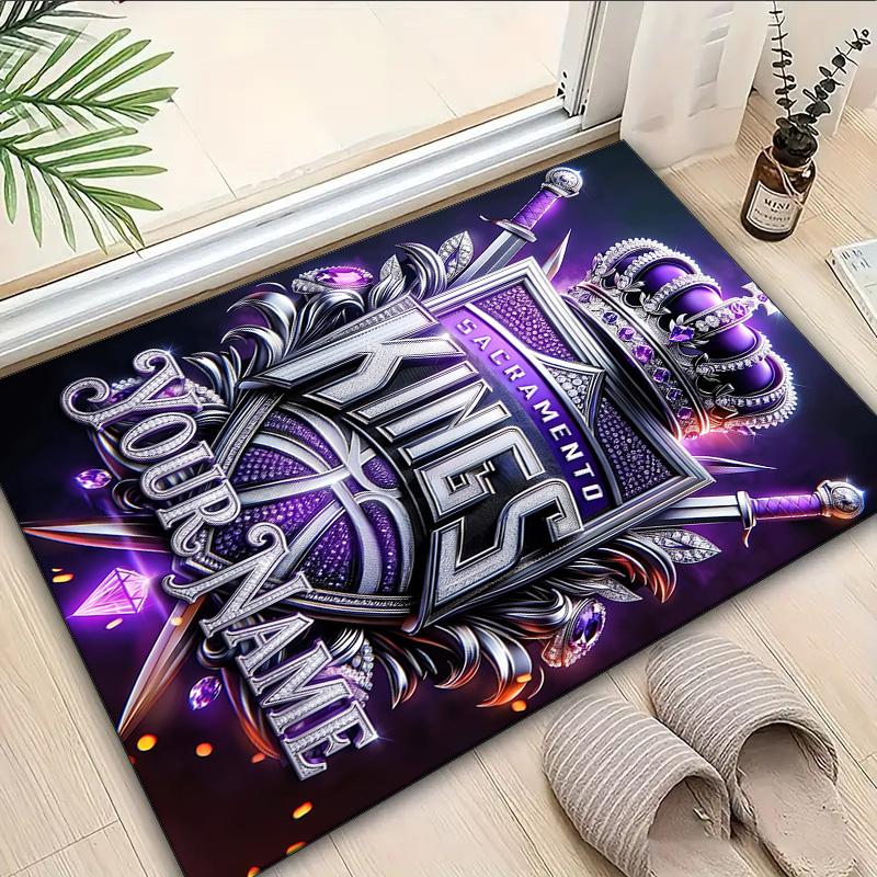 Custom Name Rug Sacramento Basketball Logo Area Rug Suitable for Indoor And Outdoor,Carpets for Homes, Offices,Living Rooms,Home Decor,Christmas Gift