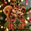 Small Animal Gift Tags for Christmas Forest Ornament, 2D Flat Acrylic Fox Reindeer Squirrel Raccoon in Tree Decoration Set Box Hanging Xmas