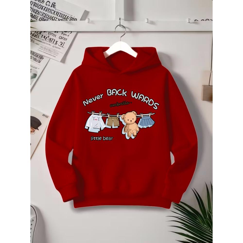 A Single-Piece Cartoon Printed Hooded Sweatshirt For Girls In Autumn
