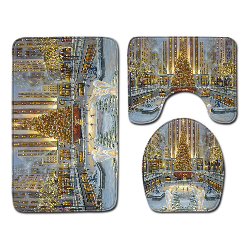 Weihnachts-Badezimmer-Bodenmatte Toilette Dreiteiliges Set