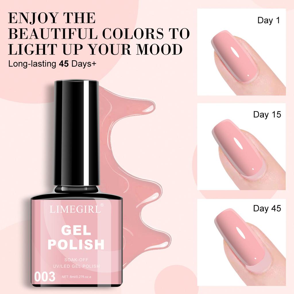 LIMEGIRL Gel Nail Polish Set 4 Colors New Nail Art Gel Polish Barbie Manicure Nail Polish Set Long-lasting Shiny Easy Apply