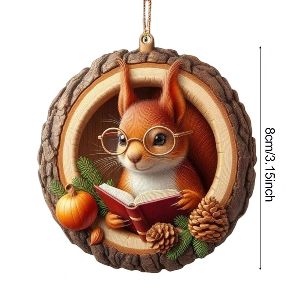 Animal Christmas Ornament 2D Flat Forest Animal Xmas Tree Ornament Acrylic Hanging Woodland Pendant for Garden Tree Home Decor