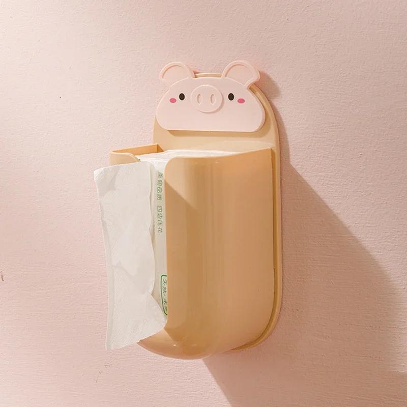 

Креативная мультяшная коробка для салфеток, многофункциональная настенная съемная система хранения, подвесной держатель для бумаги для гостиной и ванной комнаты