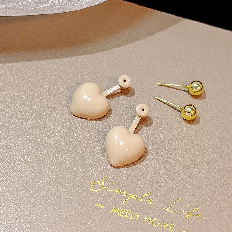 Stylish Heart-shaped Earrings for Daily Wear, Metal Bead Vintage Heart Earrings for Women