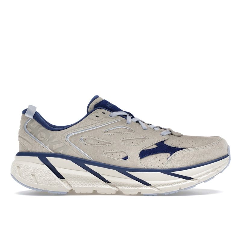 HOKA Clifton L Suede Oat Milk Bellwether Blue Unisex Sneakers Tan 1122571-OTH