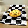 Smiley Face Checkered Blanket Bedroom Blanket for Livingroom Couch Lunch Break Soft Throw for Friend's Festival Gift