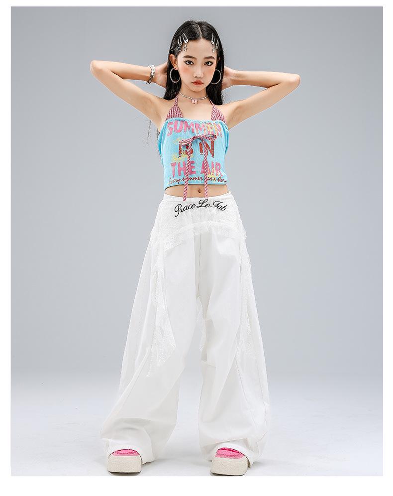 Blue Jazz Dance Costume for Girls - Trendy Street Dance Performance Outfit