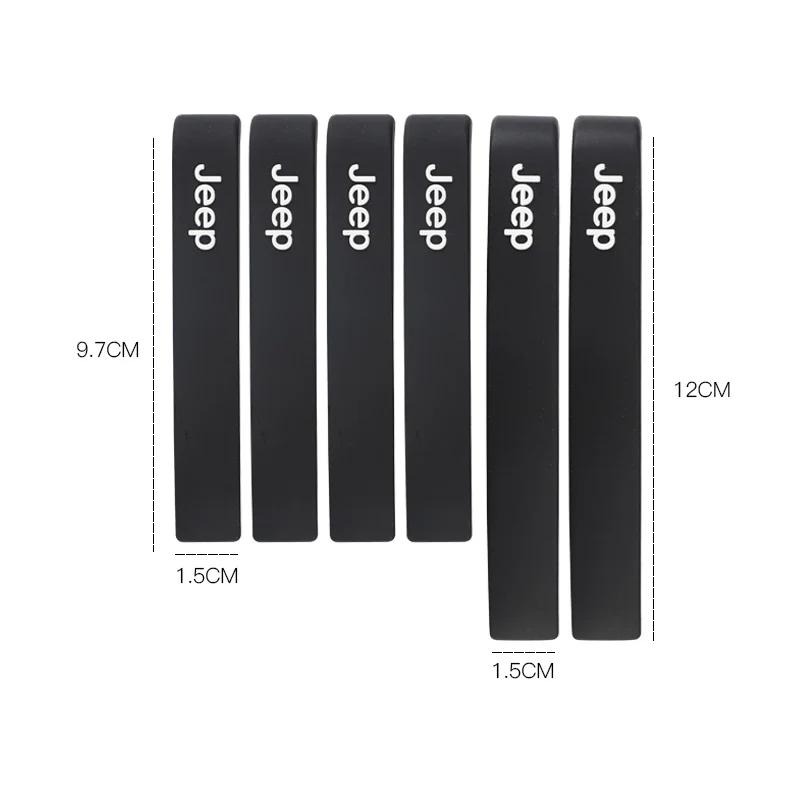 För Jeep 6 st. bilkollisionsskyddande gummilister dörr repfria klistermärken för Jeep Wrangler JL JK Renegade Grand Compass Gladia