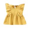 Summer Children's T-shirt Cute Pullover Solid Color Girls Sweet Small Flying Sleeve Casual Shirt