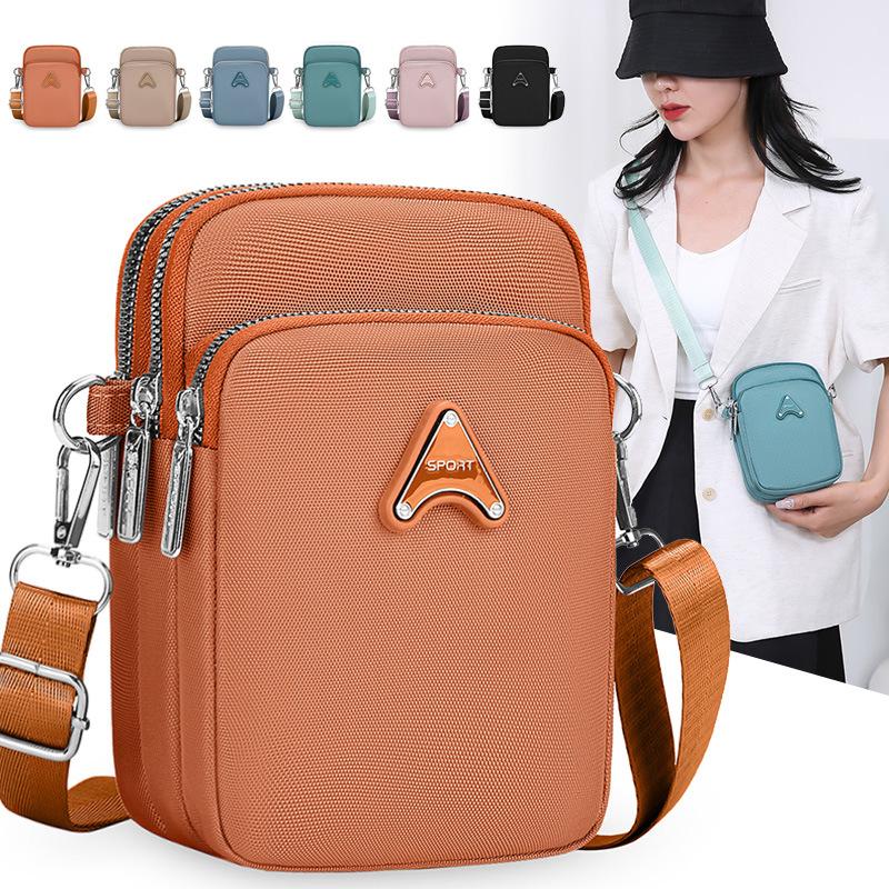 Line vertical three-layer shoulder bag women's solid color casual versatile mini messenger bag temperament solid color lipstick change bag