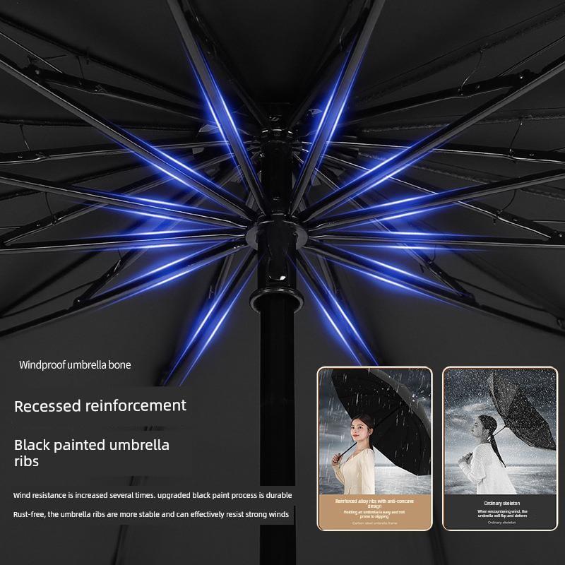 Twelve-Rib Extra-Large Dual-Purpose Manual Folding Umbrella for Men and Women, Business Sun Protection Sunshade Umbrella