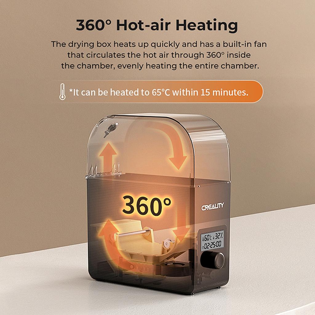 Creality Filament Dryer Box 2.0 360 degrees  Hot air Heating 1.75mm and 2.85mm Filaments Support 24 Hours Timer Real