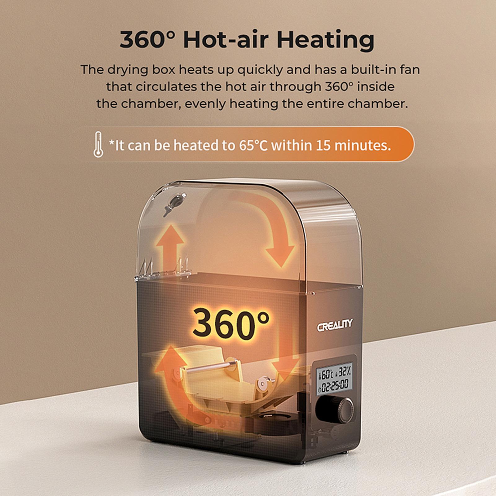 

Creality Filament Dryer Box 2.0 360 degrees Hot air Heating 1.75mm and 2.85mm Filaments Support 24 Hours Timer Real EU Plug