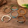 Cross-border new products European and American beaded alloy multi-layer retro bull head cat claw handwoven set bracelet