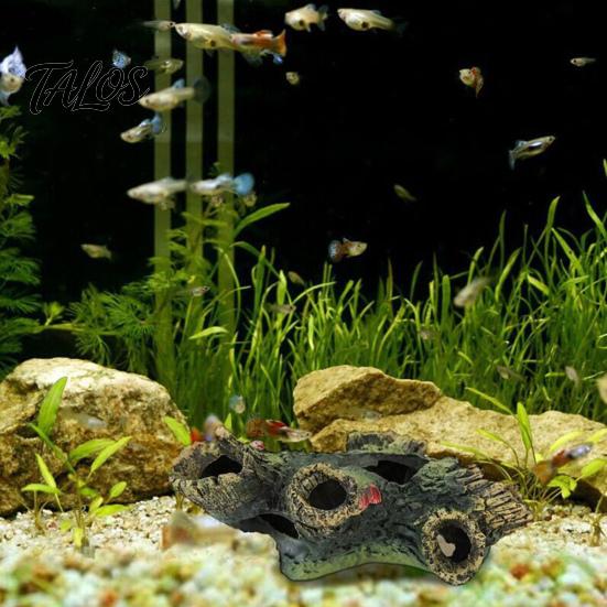 Fish Shelter Ornament Decaying Trunk Aquarium Hide, Decorative Betta Hideout, with Multiple Holes Realistic Tank Hideout And Caves, Resin Log Cave for