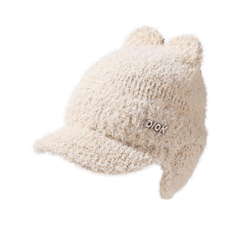 Cute Cat Ear Baseball Cap Autumn and Winter Windproof Ear Protection Knitted Hat Plus Velvet Thickened Knitted Hat
