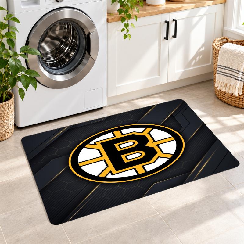 Flannel Kitchen Mat Boston Bruins Soft Area Rug Non Slip Floor Carpet Home Decoration