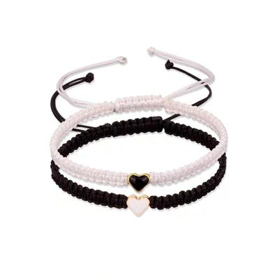 Handwoven Heart Charm Bracelet Adjustable Macrame Braided String Band for Men Women Couples Friendship Jewelry Gift