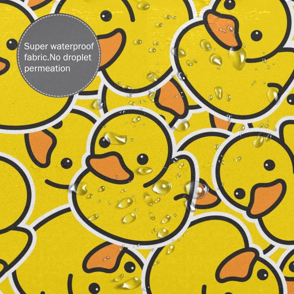 Fiokroo Cute Rubber Ducky Shower Curtain 72x72in Waterproof Polyester Fabric Yellow Cartoon Ducks Bath Curtain with 12 Hooks, Shower Curtains Sets