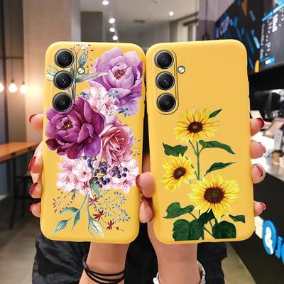 Husă din silicon moale floarea soarelui pentru Xiaomi Redmi Note 13 Pro 13C Poco C65 Samsung A35 A55 M35 Huawei Honor 200 Realme Camera de protecție antișoc