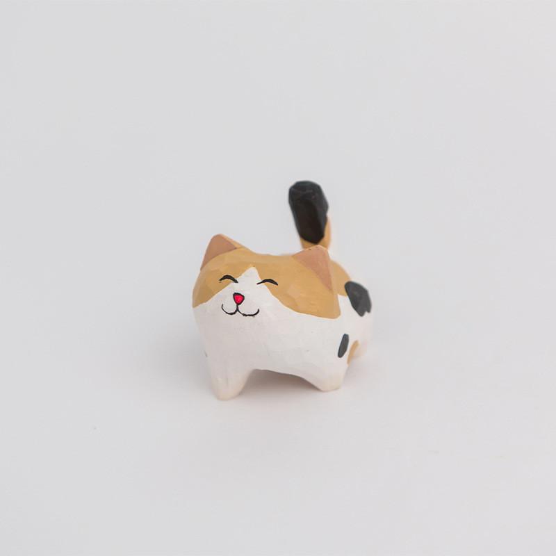 Wooden Craft Cat Figurine Home Office Decor Gift For Cat Lovers