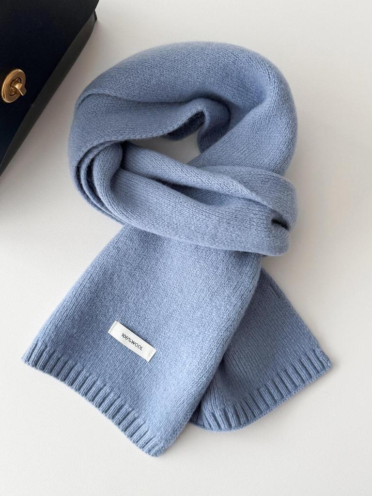 Glacier Blue Women's Pure Wool Scarf - Warm, Versatile for Autumn/Winter