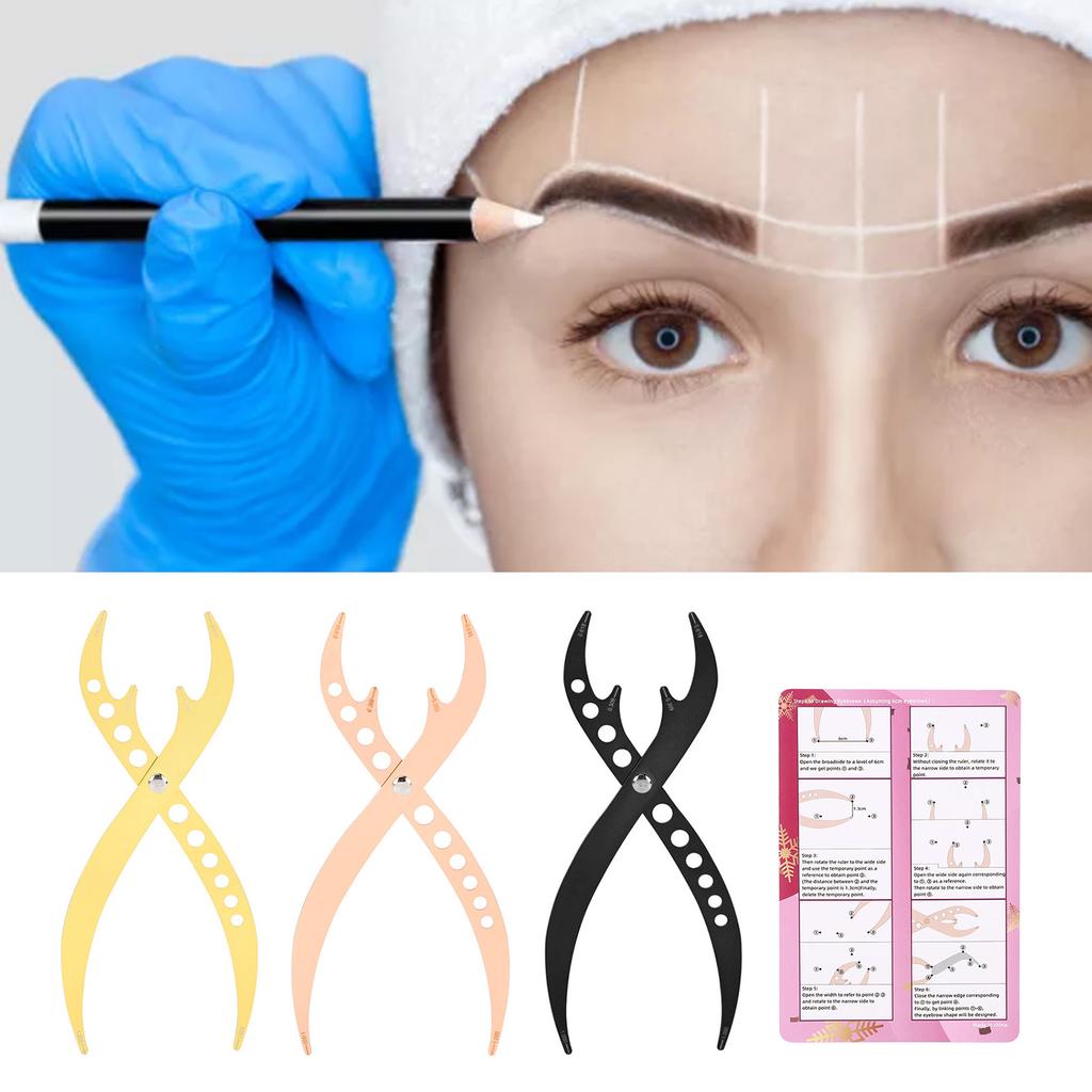 3 Stück Augenbrauen-Schablonenlineal Wiederverwendbares Augenbrauen-Microblading Positionierung Messwerkzeug für Zuhause Reisen