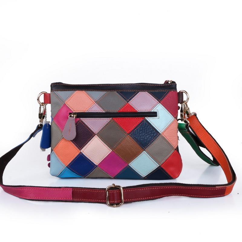 Bags Women'S Bags Sheepskin Portable Shoulder Messenger Bags Splicing Retro Flower Bags