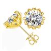 Sterling Silver Iced Out Stud Earrings with Diamond & Rose Gold Moissanite VVS Luxury Fine Jewelry