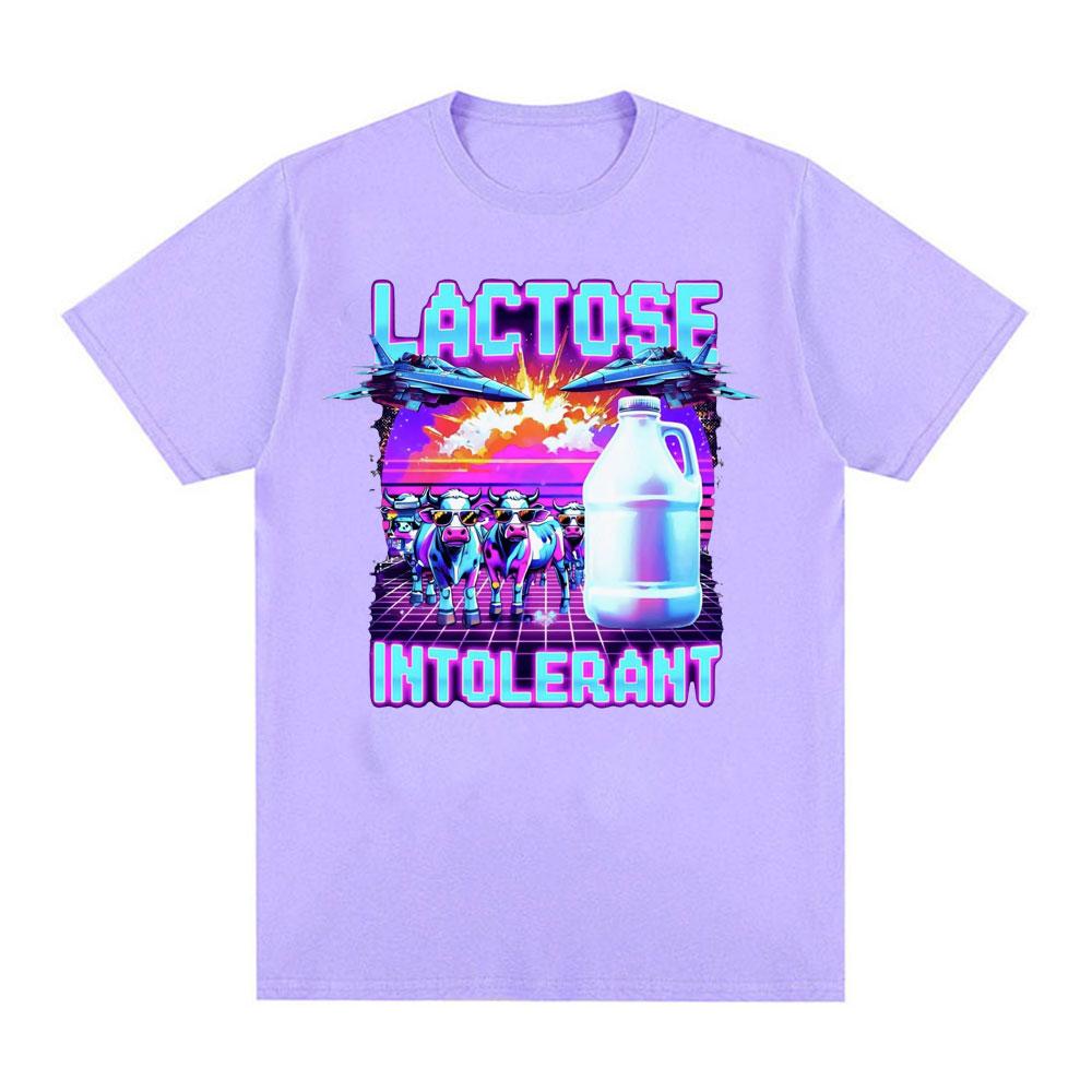 Lactose Intolerant Meme New Graphic T-Shirt Retro Milk 90s Funny T Shirts Men Women Casual 100% Cotton Humor Short Sleeve Tshirt
