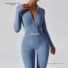 Herfst Zwart Rits Bodycon Billift Bodysuit voor Dames - Lange Mouw Fitness Leggings voor Hardlopen, Sport en Yoga