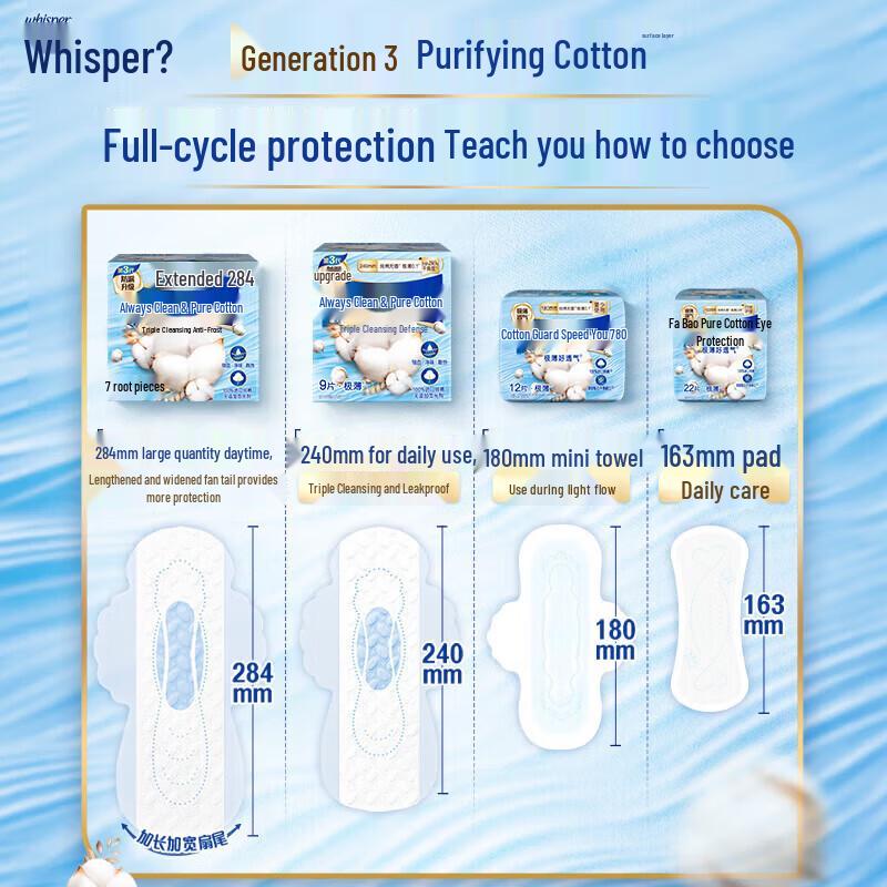 Hushubao Pure Cotton Unscented Ultra-Thin Daily Sanitary Pads