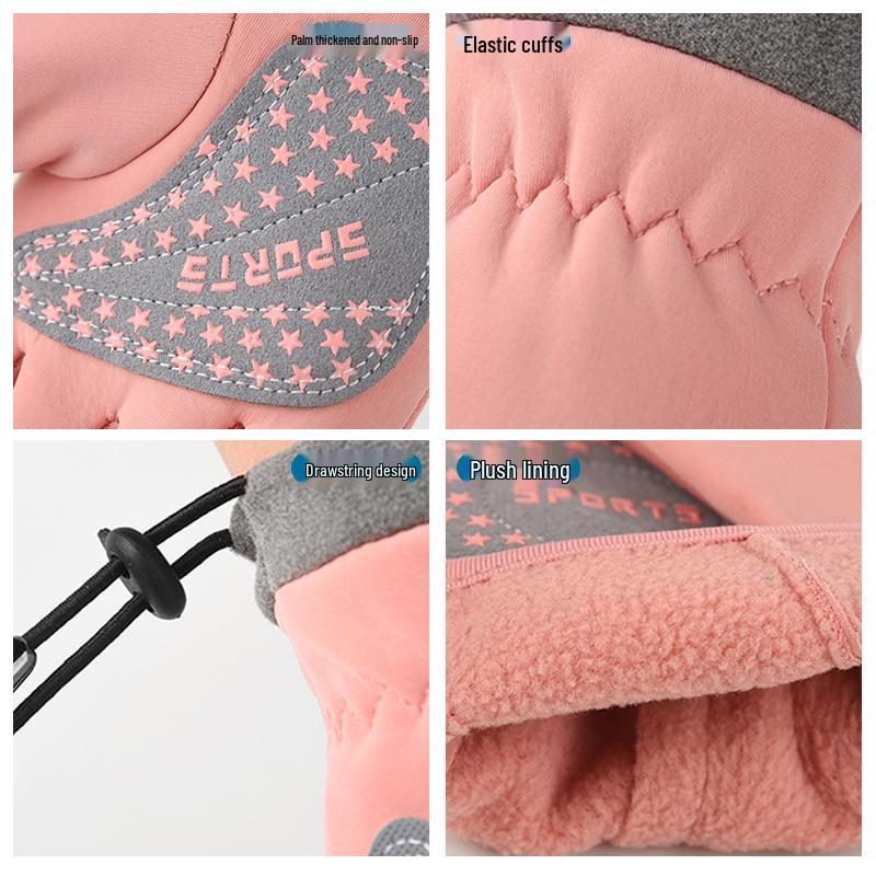 Kids' Fleece-Lined Winter Gloves: Warm, Non-Slip for Outdoor Cycling, Boys & Girls