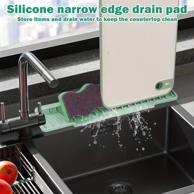 1pc Heavy-Duty Non-Slip Silicone Drainage Drying Mat - Foldable Sloped Sink/Countertop Drain Board with Narrow Edge