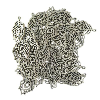 50 colgantes de plata tibetana con forma de corazón y hojas huecas de filigrana, joyería para regalar