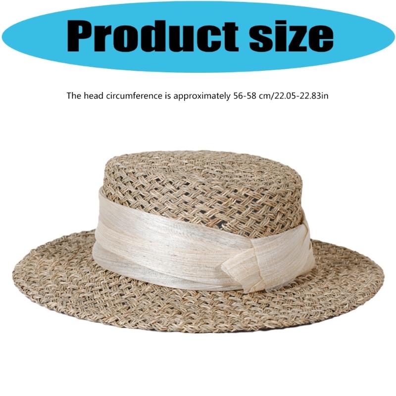 Adjustable Paper Straw Sun Hat For Women Ribbon Accents Breathable Lightweight Design Summer Travel Gardening