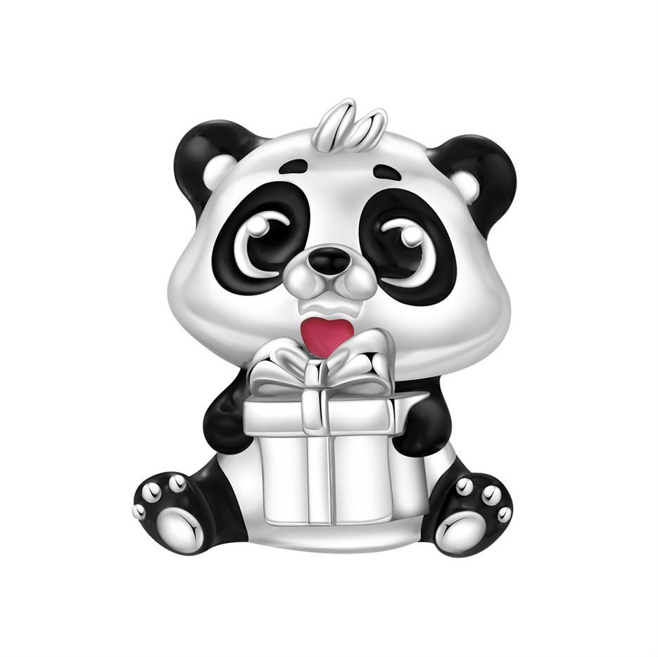 S925 Silver Cute Animal Panda Raccoon Koala Elephant Beaded Bracelet DIY Jewelry Charm Beads Accessories
