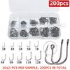 Carbon Steel Fishing Hook Set Barbless Carp Hooks Sharp Point Bulk Pack Multi Size Assortment Kit For Freshwater Saltwater Fish