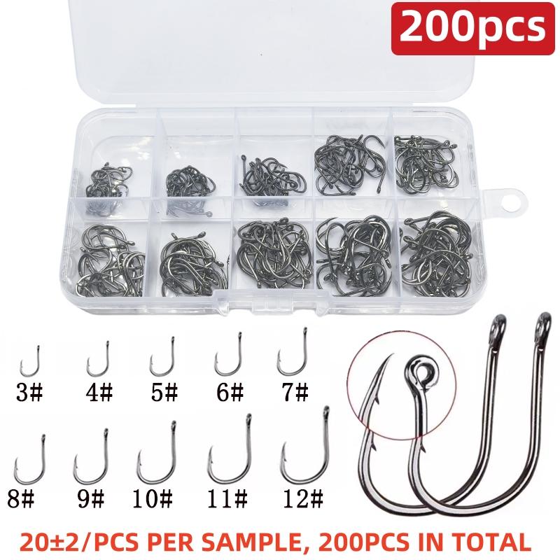 Carbon Steel Fishing Hook Set Barbless Carp Hooks Sharp Point Bulk Pack Multi Size Assortment Kit For Freshwater Saltwater Fish