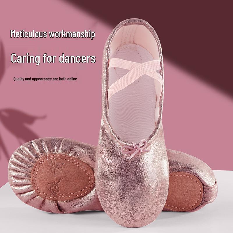 Rosa Ballett-Tanzschuhe für Mädchen: Weiche Sohle, Rutschfest, Kristall-Design, Kleinkind- bis Kindergrößen