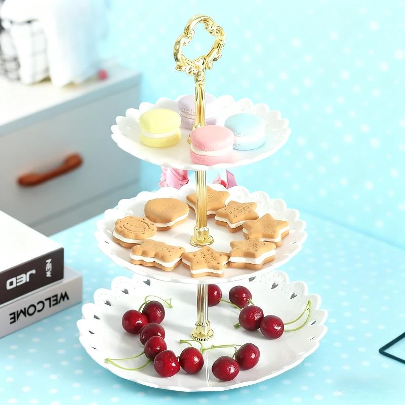 3Layer tiered fruit platter cake tray platter birthday party wedding dessert platter petal shaped European Afternoon tea tray