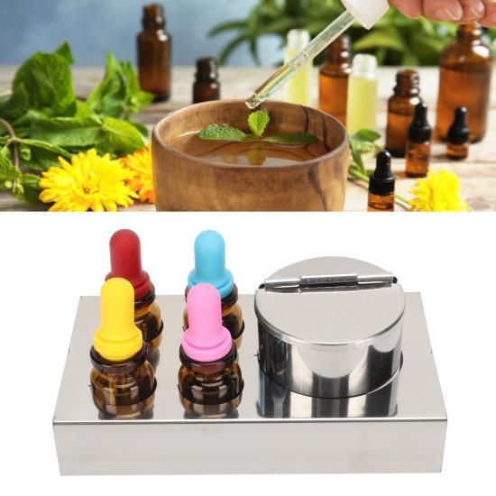 6pcs Dental Medicine Drop Bottle 10ml Amber Glass Tincture Dropper Bottles with Stainless Steel Holder 