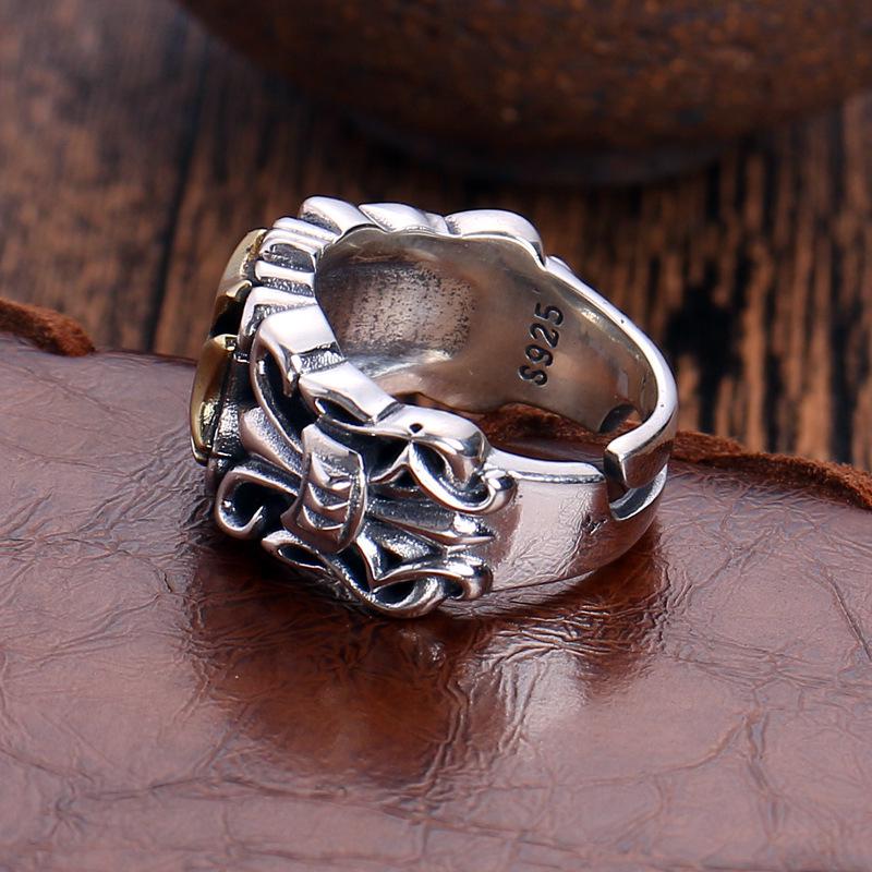 Men's Adjustable Retro Thai Silver Cross Fashion Ring